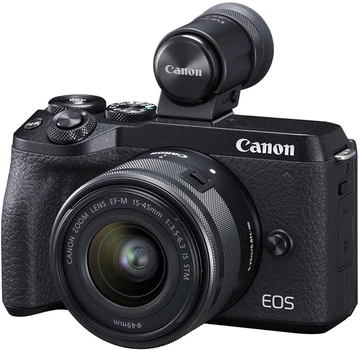 Фотоаппарат Canon EOS M6 Mark II + 15-45 IS STM + EVF Kit Black (3611C053)