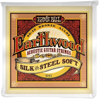 Струны для акустической гитары Ernie Ball 2045 Earthwood 80/20 Bronze Silk Steel Soft 11/52