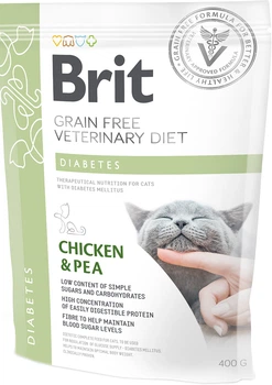 Сухой беззерновой корм Brit Veterinary Diet Diabetes для кошек при диабете, курица и горох 400 г (8595602528530)