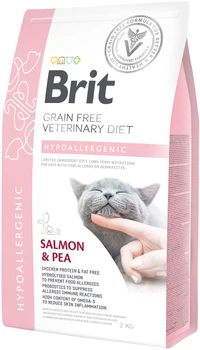 Сухий беззерновий корм Brit Veterinary Diet Hypoallergenic для котів при алергії, лосось і горох 2 кг (8595602528370)