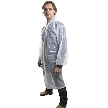 Защитный халат полиэтиленовый с капюшоном Medicom Белый 10 УП 100 ШТ