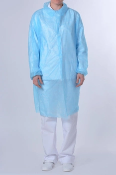 Защитный халат из нетканого материала для посетителя на кнопках Polix PRO&MED 25 г/м² голубой XXL