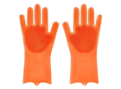 Силиконовые перчатки для уборки и мытья посуды Magic Silicone Gloves Оранжевые