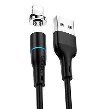 Кабель Usams Lightning Aluminum Alloy Магнітний US-SJ352 U32 |1m, 2.4A| black