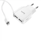 Сетевое зарядное устройство Hoco 2хUSB со встроенным кабелем Type-C зарядка для телефона White (C59A) - изображение 3