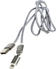 Кабель PowerPlant Quick Charge 2A 2 в 1 cotton USB 2.0 AM - Lightning / microUSB 1 м Grey (KD00AS1289) - изображение 1