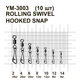 Вертлюг MiniMax Rolling Swivel hooked Snap №14 с защелкой 4 кг 10 шт. (YM-3003-14) - изображение 2