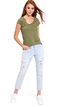 Жіноча футболка LC Waikiki з кишенею на грудях XS Хакі (LCW Woman -1637) - зображення 3