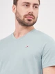 Футболка хлопковая длинная мужская Tommy Hilfiger 10274.10 S Бирюзово-синяя - изображение 4