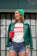 Футболка белая женская JHK T-Shirt с принтом "Marvel" M 5000 (2350) - изображение 3