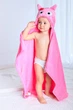 Дитячий рушник з капюшоном DREAM TOWELS СОВА 76Х92 РОЖЕВИЙ (DM-1017) - зображення 3