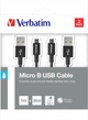 Kabel Verbatim USB - MicroUSB 1 m + 30 cm 2 szt Black (23942488750) - obraz 3
