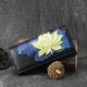Кошелек женский ручной работы BlackOwl Lily Blue 101300311121 кожаный черный - изображение 1