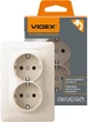 Розетка двойная VIDEX Binera с заземлением Кремовая (VF-BNSK2G-CR) - изображение 1