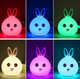 Детский светодиодный силиконовый led ночник милый зайчик RGB игрушка лампа диодный мягкий cветильник сенсорный 6 цветный аккумуляторный USB зарядкой - изображение 3