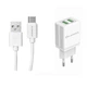 Сетевое зарядное устройство Florence (2xUSB 2A) White (FL-1021-WT) + кабель USB Type-C - изображение 1