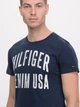 Футболка хлопковая длинная мужская Tommy Hilfiger 9156.5 S Синяя - изображение 4