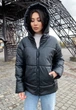 Женская куртка зимняя c капюшоном из эко кожи KML 007 L (46-48) Черный (K 007 B) - изображение 2