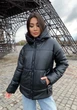 Женская куртка зимняя c капюшоном из эко кожи KML 007 L (46-48) Черный (K 007 B) - изображение 4