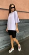 Костюм жіночий футболка оверсайз та шорти - велосипедки KML 00559A M (44-46) Лавандовий (K -559А/3 A) - зображення 1