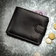 Кошелек мужской кожаный Kafa с блокировкой RFID-сигналов, на кнопке, черный (M002) - изображение 1