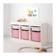 Органайзер с ящиками для игрушек IKEA (ИКЕА) TROFAST белый розовый 99x56см (893.355.04) - изображение 3