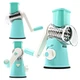 Овощерезка ручная мультислайсер Tabletop Drum Grater Kitchen Master Терка для овощей и фруктов 3 насадки голубая - изображение 6