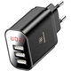 Сетевой адаптер на 3 USB зарядное устройство 3.4A для смартфонов планшетов с экраном Baseus Mirror Lake CCALL-BH01 черный - зображення 1