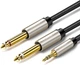Инсертный кабель Ugreen AV126 3.5 мм TRS to 2 x 6.3 мм TS 2 м Gray (90401964) - изображение 1