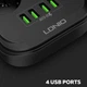 Сетевой удлинитель фильтр Ldnio SE6403, 6 Розетки + 4 USB, 2 м, сечение 3х0,75мм, Black (SE6403) - изображение 4