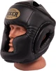 Шлем тренировочный каратэ Boxer Элит L 0.8 мм кожвинил Черный (2036-01BLK) - изображение 1