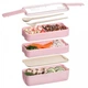 Ланч-бокс тройной Эко "Lunch box", 900мл, розовый - изображение 3