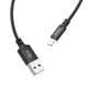 Кабель HOCO X14 USB to iP 2A, 1m, nylon, aluminum connectors, Black (6957531062820) - изображение 2