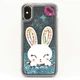 Чехол Glitter для Iphone XS Max бампер жидкий блеск Заяц Синий - изображение 3