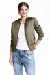 Атласный бомбер H&M 36 Хаки (0314522003) - изображение 1