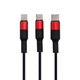Кабель USB Hoco X26 Xpress Charging USB – Lightning/Micro USB/Type C 1.1м Чорно-Червоний - зображення 1