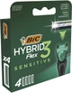Змінні картриджі для гоління (леза) чоловічі BIC Flex 3 Hybrid Sensitive 4 шт. (3086123644878) - зображення 1