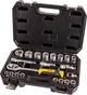 Набор насадок торцевых MASTERTOOL GM CrV 1/2” 10-32 мм, трещотка 72Т, 21 шт, кейс (78-4021) - изображение 1