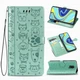 Чехол Embossed Cat and Dog для Xiaomi Redmi Note 9 Pro книжка кожа PU Mint - изображение 1