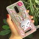 Чехол Glitter для Xiaomi Redmi Note 3 / Note 3 Pro бампер жидкий блеск Заяц Розовый - изображение 2
