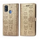 Чехол Embossed Cat and Dog для Samsung Galaxy M21 / M215 книжка кожа PU Gold - изображение 2