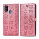 Чехол Embossed Cat and Dog для Samsung Galaxy M21 / M215 книжка кожа PU Pink - изображение 3