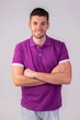 Футболка поло мужская TvoePolo однотонное XL Фиолетовое (5718-14xl) - изображение 2
