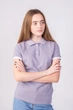 Футболка поло женская TvoePolo однотонная L Серое (5717-33l) - изображение 3