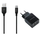 Сетевое зарядное устройство Florence (FL-1021-KT) 2USB + кабель Type-C 2A Black - изображение 1