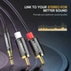 Аудіо кабель Ugreen Hi-Fi AUX jack 3.5 mm - 2xRCA 1 метр Black нейлон - зображення 3