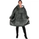 Теплый плед- толстовка двухсторонняя халат с капюшоном и рукавами Huggle Hoodie One Size серый ART:1280 - изображение 2
