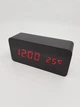 Настольные часы-будильник LED цифровые от USB с термометром Wooden 862 Черный-красный (100018) - изображение 1