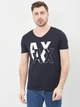 Футболка хлопковая длинная мужская Armani Exchange 10598.4 S Темно-синяя - изображение 1