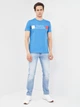 Футболка хлопковая длинная мужская Tommy Hilfiger 10606.7 S Голубая - изображение 3